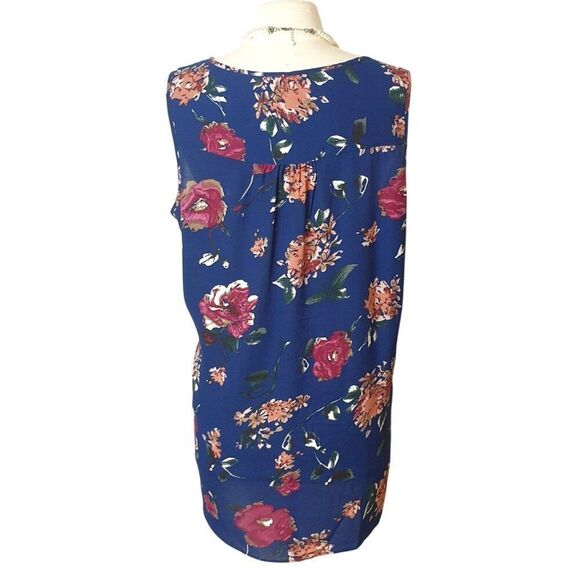 Chelsea & Theodore Womens Floral Sleeveless Blouse XL V-Neck Loose Cottage Top - Picture 3 of 6